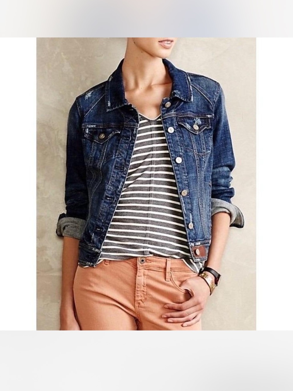 Anthropologie Pilcro and the Letterpress Dark Blue Denim Jacket
